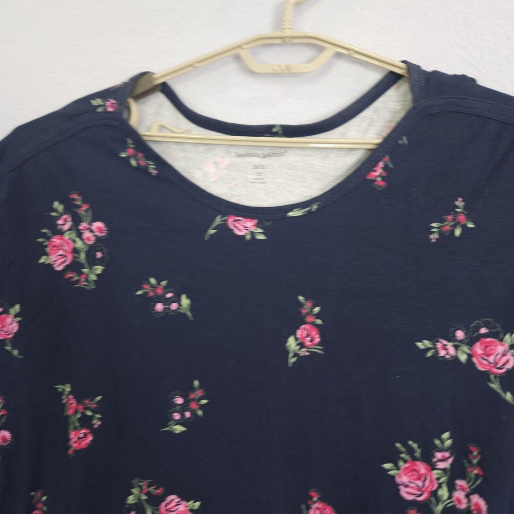 Woman Within Top T-Shirt Womens Blue Size 3X Short Sleeve Pullover Floral - Picture 5 of 11